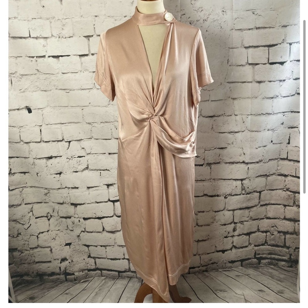 Zara Women’s blush satin knot Midi dress Size Small